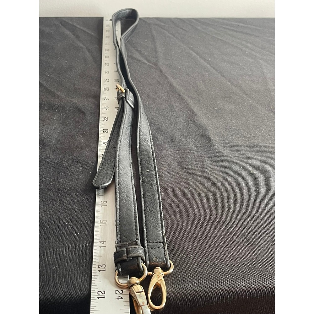 Dune London Black Faux Leather Adjustable Crossbody Strap and Bag Charm Gold - Picture 6 of 6